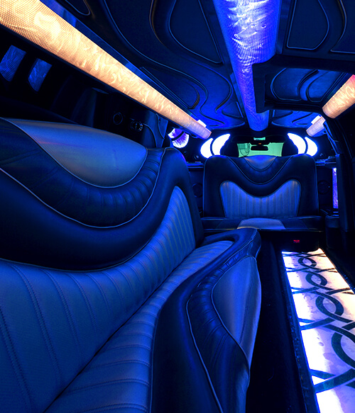 Inside a party bus rental